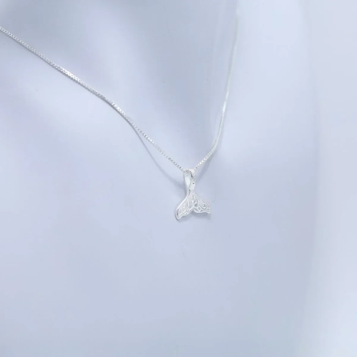 Простое искусственное ожерелье из стерлингового серебра с цепочкой