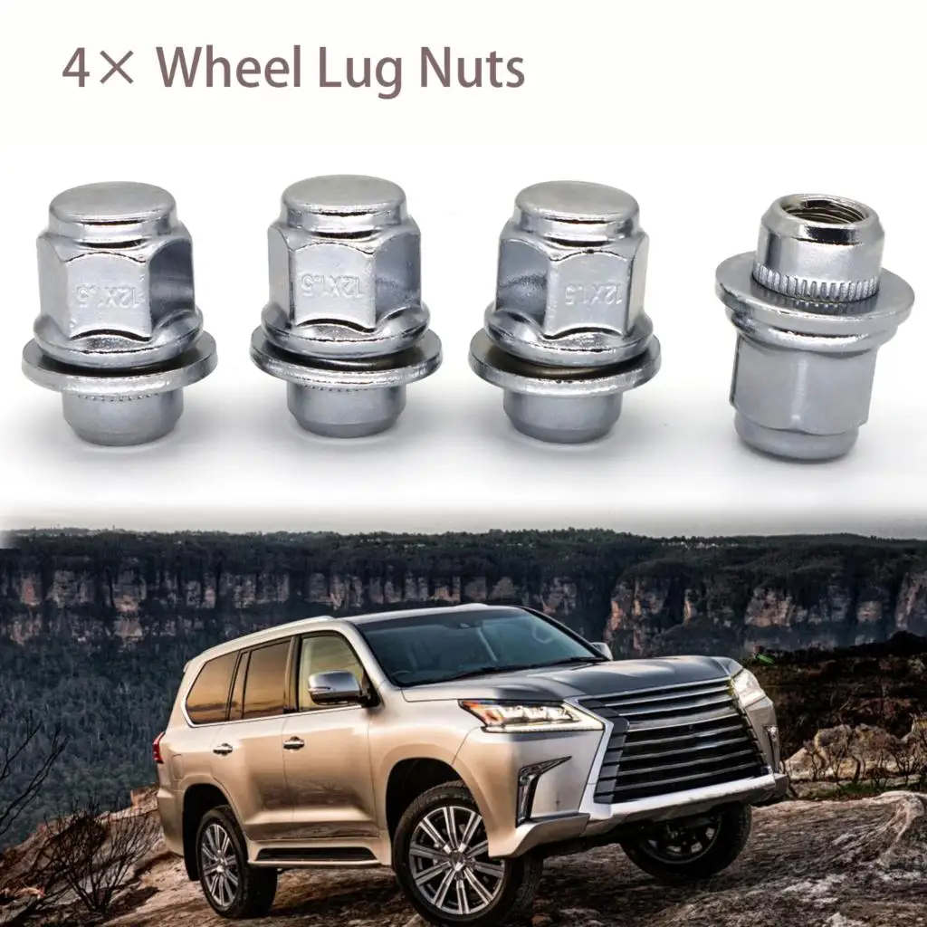 

4× Car Chrome 12x1.5 Wheel Lug Nuts Carbon Steel Mag Seat Washer For Lexus ES300 IS300 GS450h ES350 Toyota Camry Avalon 4Runner