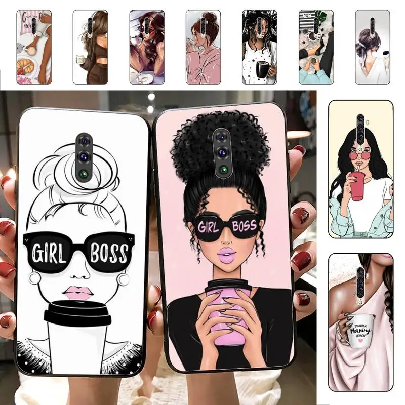 

Princess Female boss coffee Phone Case for Vivo Y91C Y11 17 19 17 67 81 Oppo A9 2020 Realme c3