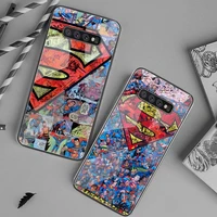 bandai dc heroes superman phone case tempered glass for samsung s20 ultra s7 s8 s9 s10 note 8 9 10 pro plus cover