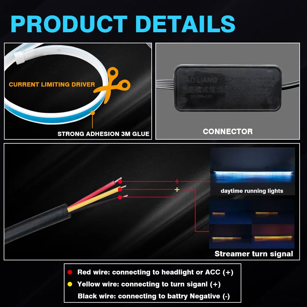 2 шт. гибкие дневные ходовые огни 30 см 45 60