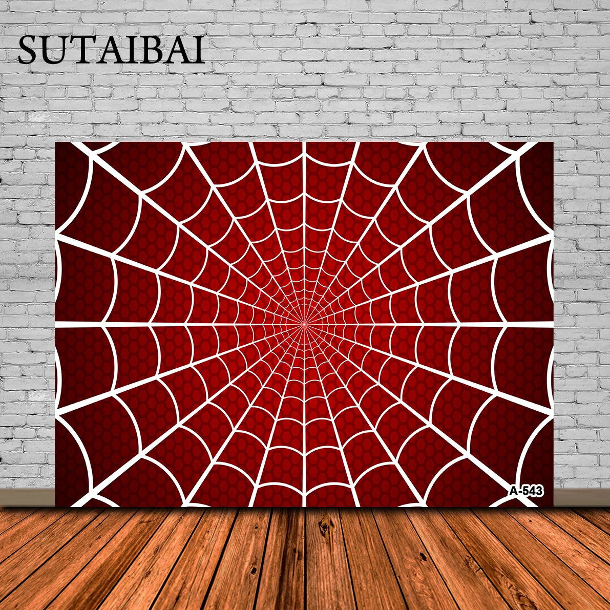 

Super Hero Spiderman Themed Birthday Backdrop Boy White Spider Web Red Background for Cosplay Party Photography Backdrop for Kid