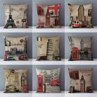 sofa pillow covers decorative vintage london cotton linen pillowscase red phone booth pillows case for living room bedroom bed
