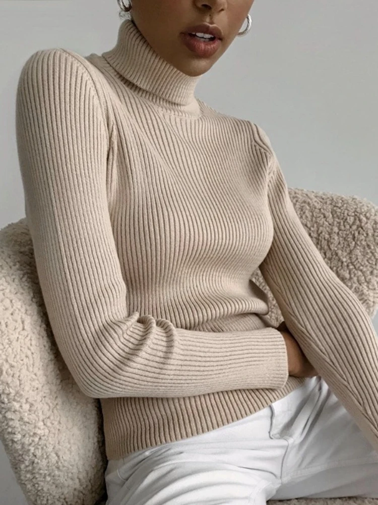 

Women's Sweater Autumn New In High Collar Fashion Versatile Korean Version Temperament Solid Color Slim Fit Women's Pullover