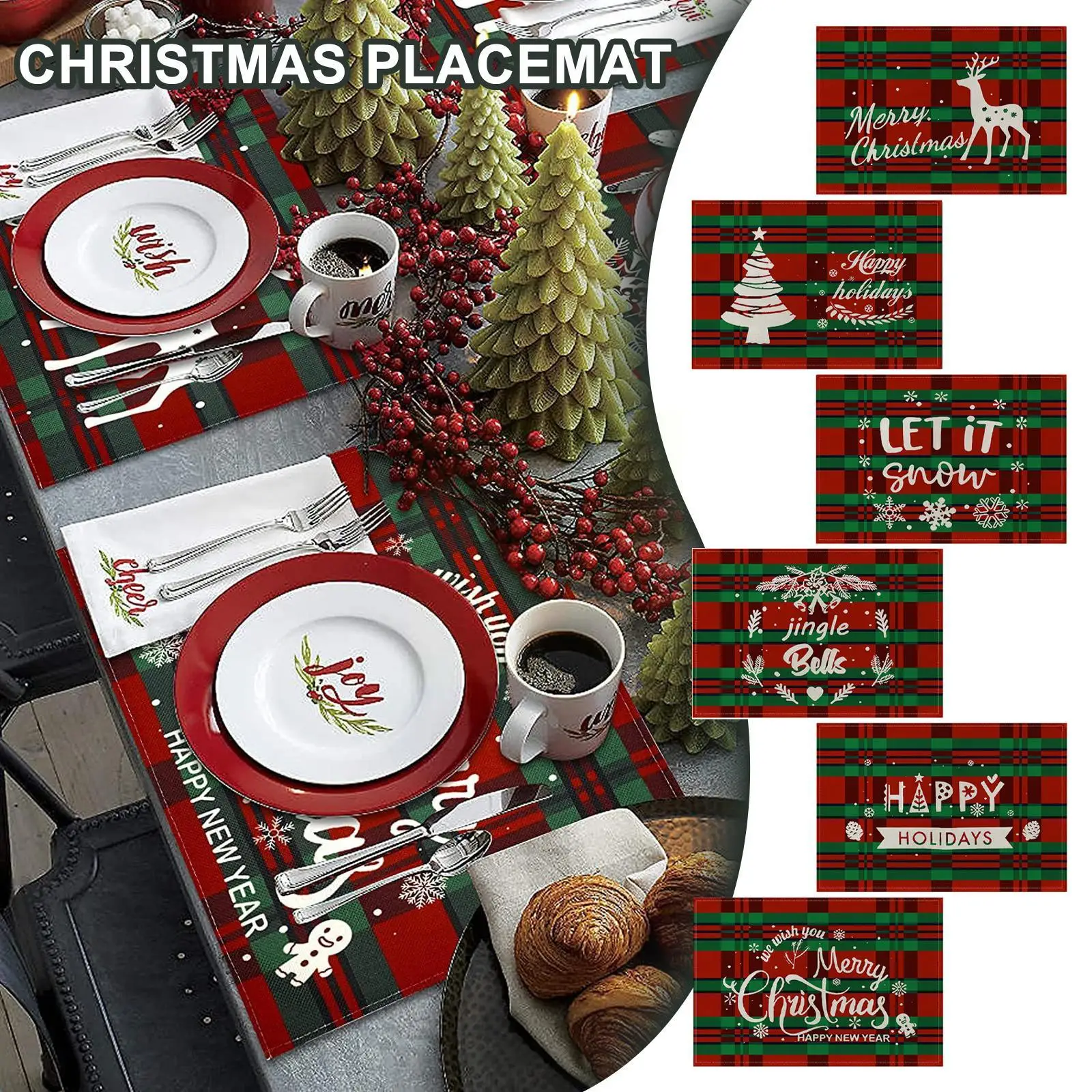 

Christmas Placemats New Placemats Cotton Linen Waterproof Mats Kitchen Linen Napkins Insulation Western Mats Tablecloths Ta A8h3