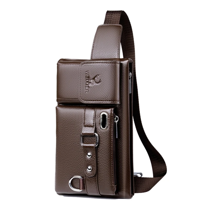 

ASDS-WEIXIER Brand Unisex Single-Shoulder Multi-Function Large-Capacity Waist Bag Men's Chest Bag Casual Messenger Bag Wallet