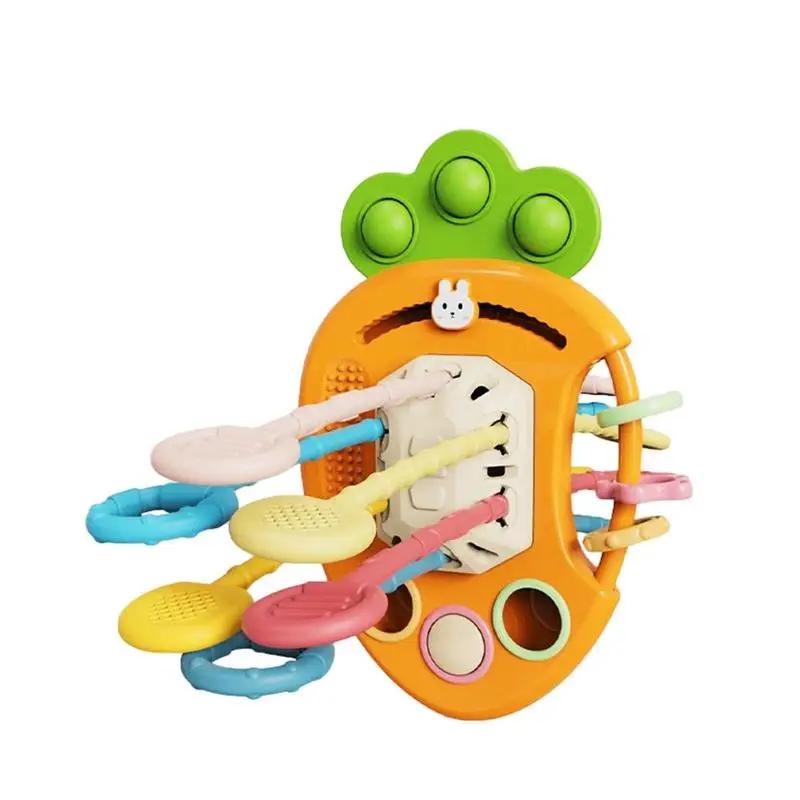 

Colorful Montessori Pull String Developmental Baby Toy Cute Silicone Carrot Teething Toys For Babies Sensory Pull String Toys
