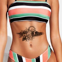 eagle black wing feathers tattoos stickers fake waterproof arrow leaves tattoo temporary body art arm belly tatoos for women men