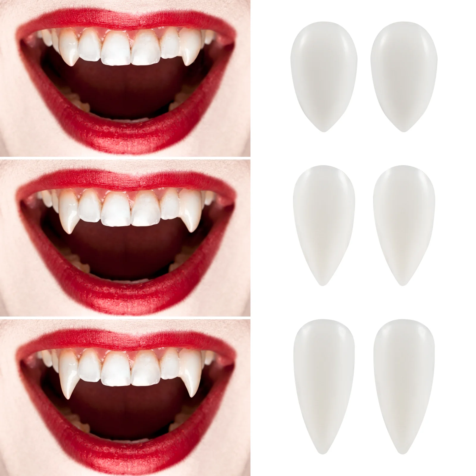

3 пары искусственных зубов на Хэллоуин, клыки вампира, косплей, зубы, реквизит для косплея, искусственные клыки на Хэллоуин