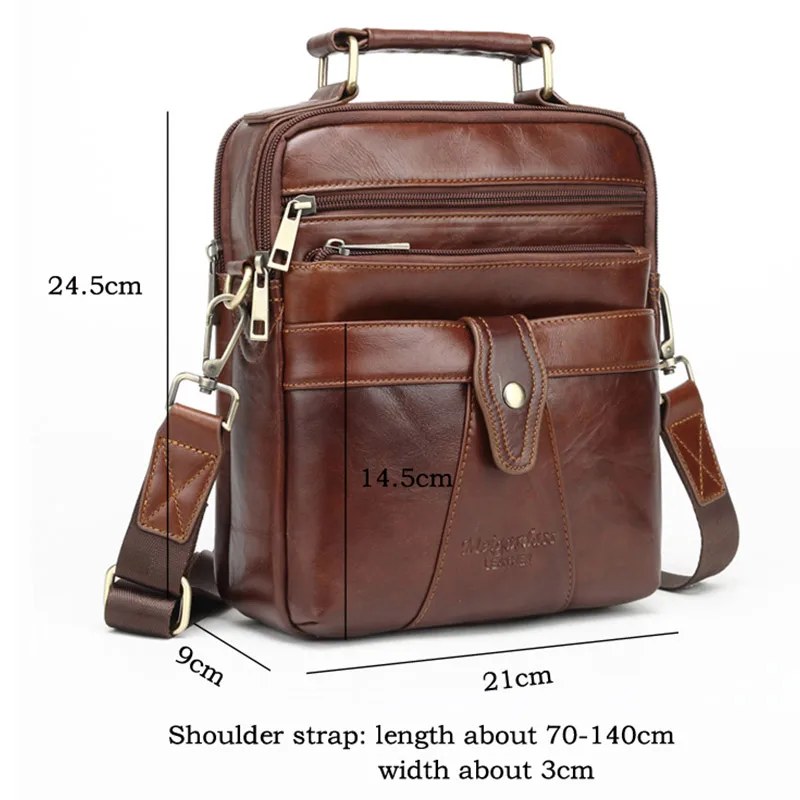 Casual Briefcase for Men Genuine Leather Handbags Male Real Leather Shoulder Bag for Tablet Men's Side Crossbody Bag