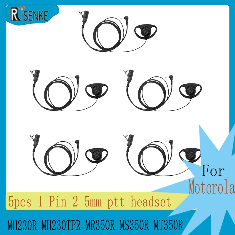 RISENKE Headset for Motorola MH230R MR350R MS350R MT350R EM1000 TLKR T5 SX920R T4000 T5600 FV500R Walkie Talkie Earpiece (5 PCS)