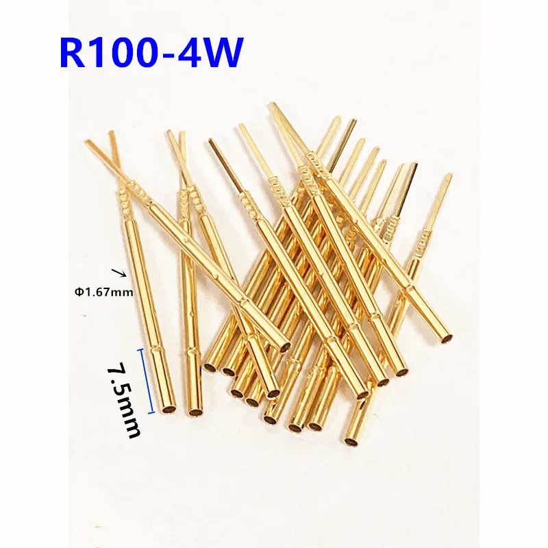 

100 шт./упак. R100-4W Тесты строчка на рукавах внешний Диаметр 1,67 мм Длина 38,3 мм стопорное кольцо Высота 7,5 мм весна Тесты для зонда