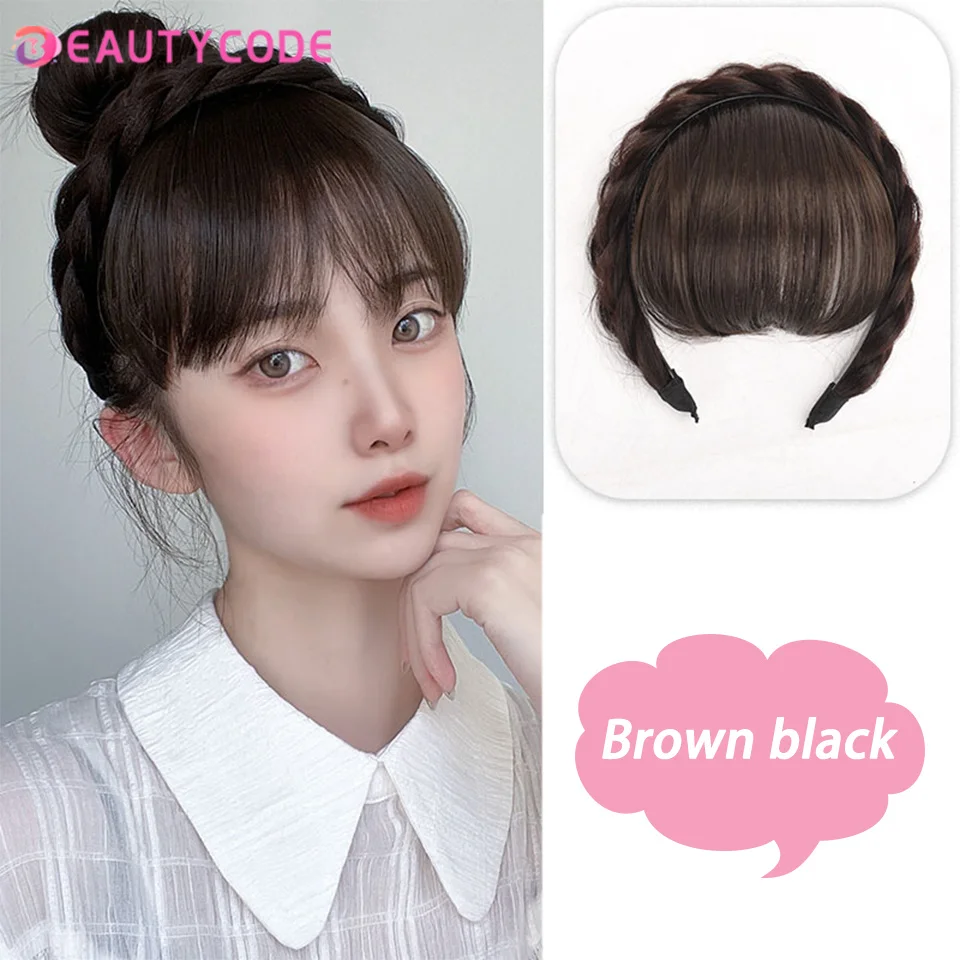 BEAUTYCODEfake wig Bangs fringe Clip In Bang FAKE hair pieces Front extension Neat for Women girl fake hair images - 6