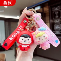 cute key chain creative animal family tiger deer soft rubber doll car key ring bag pendant gift