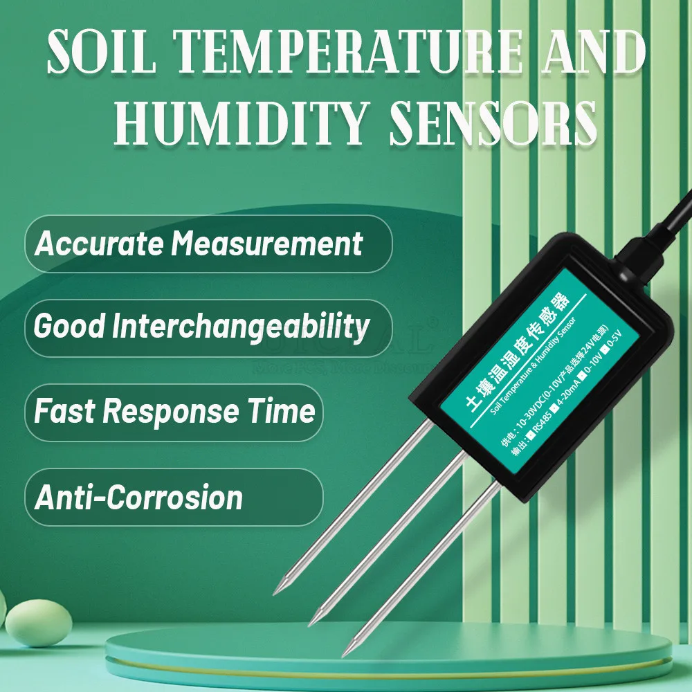 

Analog Soil Moisture Detector Sensors RS485 Output 0-5V 0-10V 4-20mA Soil Temperature Humidity Sensor Probe IP68 Protection