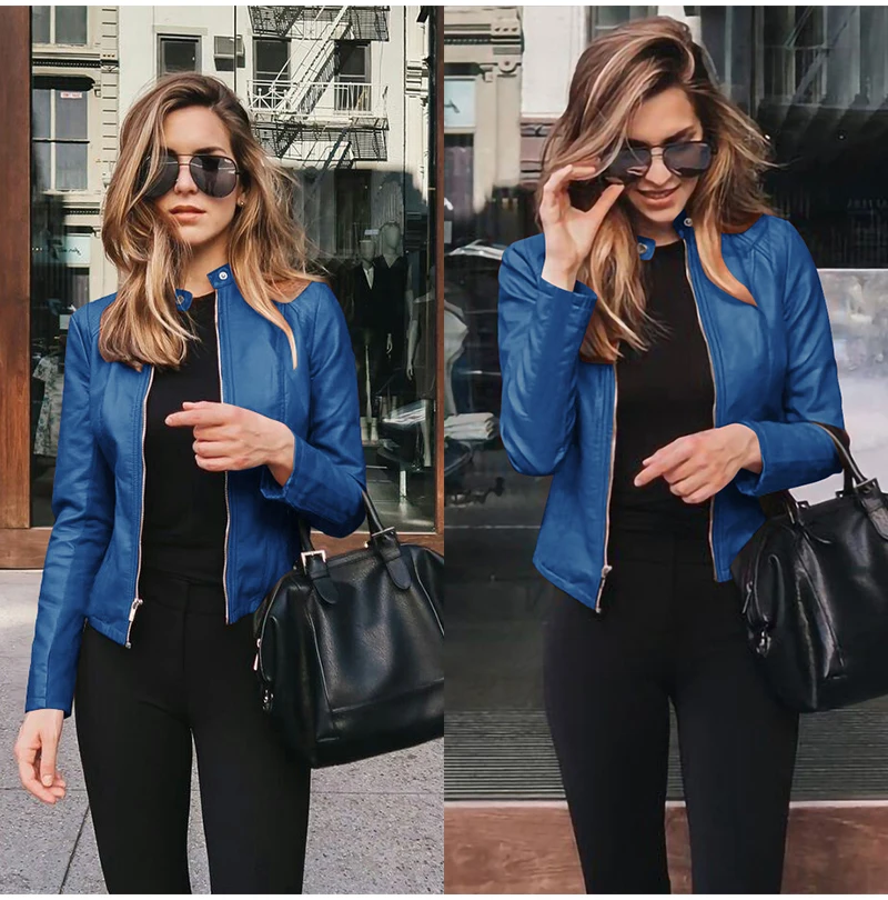 Fashion PU Leather Solid Colors Jackets Warmth Coats Clothing New Women Winter Coat Jacket Autumn Thicken Long Sleeve Outwear