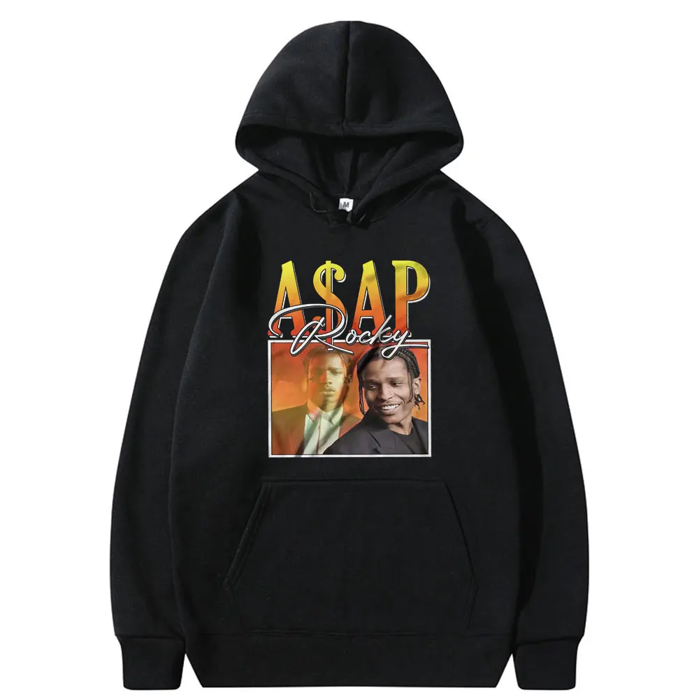 

Rapper Men ASAP Rocky Portrait Graphic Print Hoodie Men's Fashion Casual Coat Tops Awesome Man Women Black Hoodies Streetwear