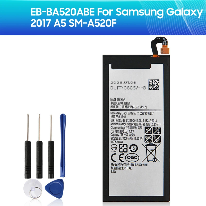 

Replacement Battery EB-BA520ABE for Samsung GALAXY A5 2017 A520 SM-A520F 2017 Edition A520F 3000mAh Mobile Phone Battery