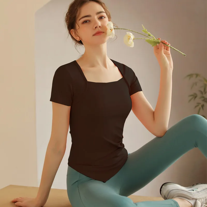 

Топы с коротким рукавом, женская летняя одежда для спортзала, Женский комплект для тренировок и йоги, аксессуары для тренажерного зала, коро...