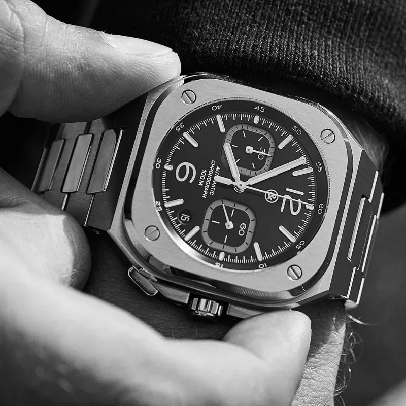 Мужские водонепроницаемые кварцевые часы из нержавеющей стали с автоматической