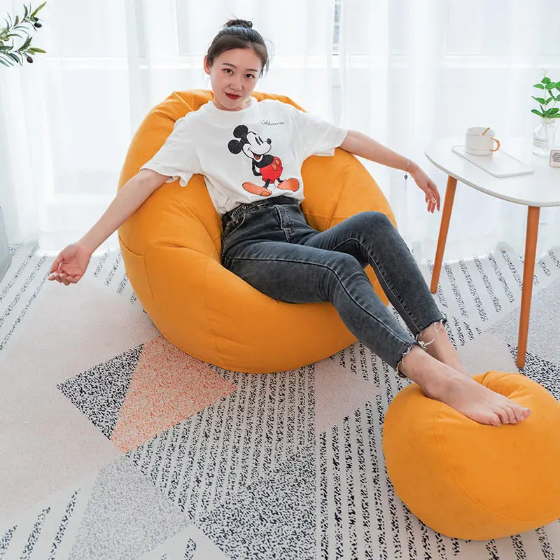 Моющаяся льняная Подушка-мешок стул мягкий пуф пуфик мешок для дивана из