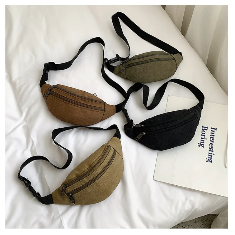

Casual Functional Money Phone Pouch Belt Bag Women Bag for Belt Canvas Hip Bag Fanny Pack Banana bag Casual Canvas Waist Bag