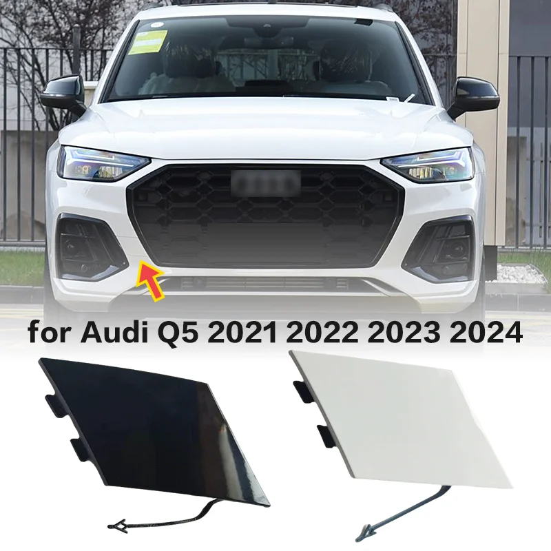 Фото Передний бампер автомобиля, крышка с крючком для прицепа, подходит для Audi Q5 2021 2022 2024, крышка с крючком для прицепа, бампер №1