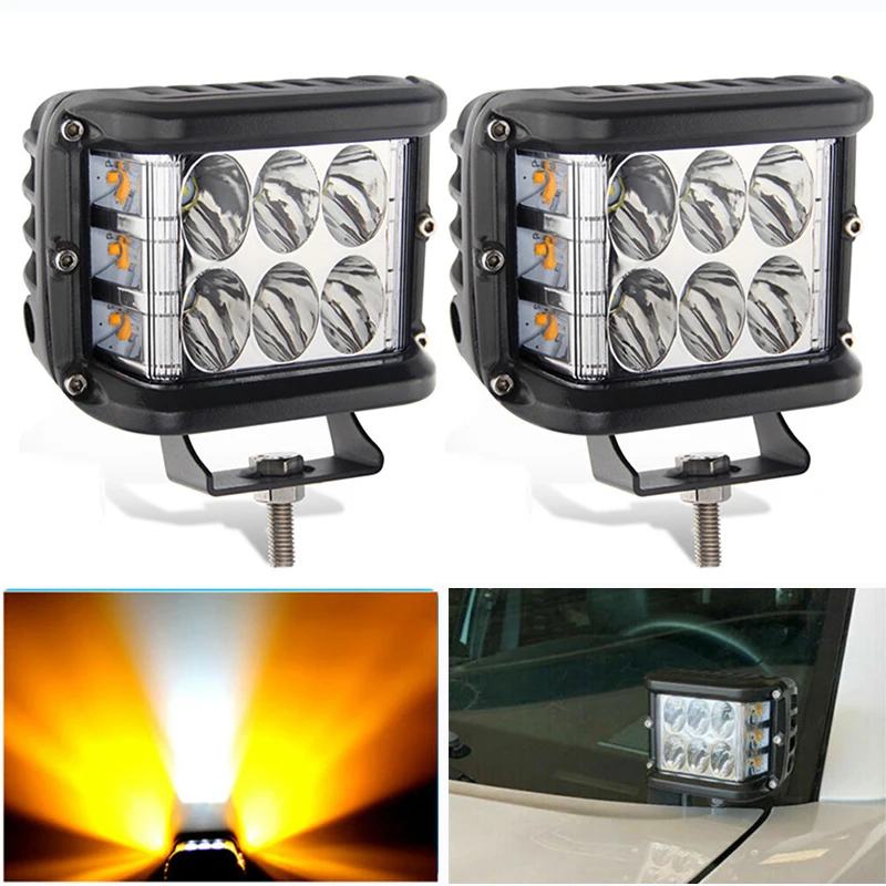 4 Inch LED Work Light Strobe Light Bar Flashing 72W LED Work Lamps Auto Driving Fog Light For SUV ATV Car Truck 4WD Boat Offroad