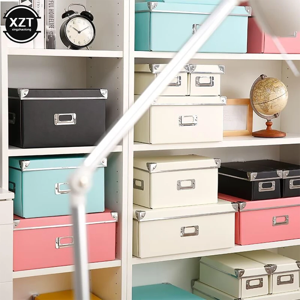 

Креативный новый домашний бумажный ящик для хранения с цветным покрытием, Модный складной офисный книжный шкаф, коробка для одежды и обуви, ...