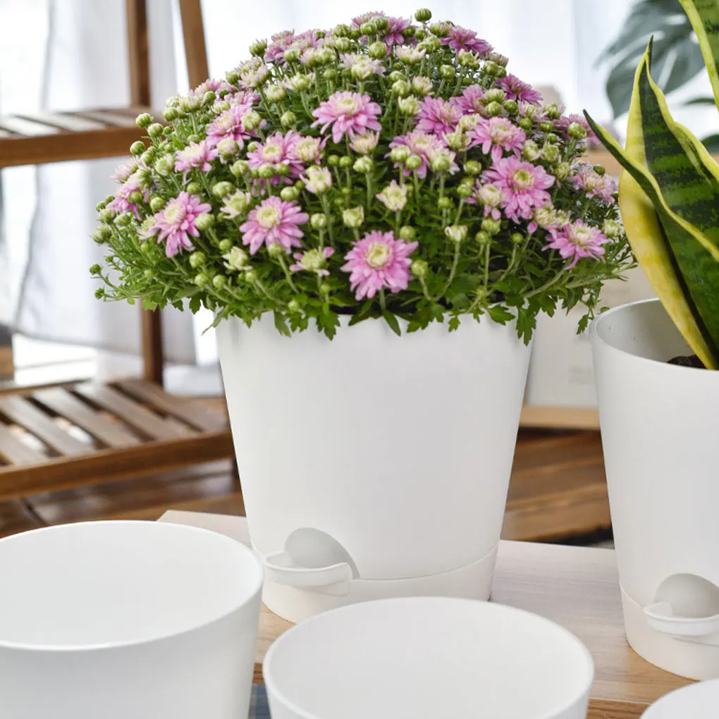 Надежные горшки для растений с самополивом набор из 6 белых горшков дренажным