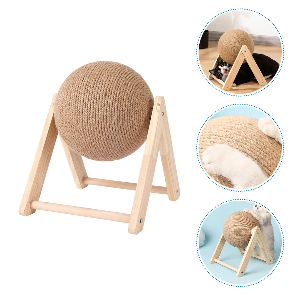 

Cat Scratching Toy Toys Sisal Interactive Indoor Kitten Scratcher Ball Wood Training Climbing