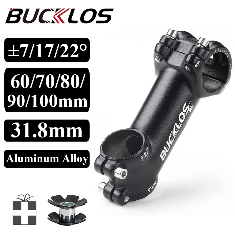 

Стержень руля велосипеда BUCKLOS, 7/17/22 градусов, 60/70/80/90/100 мм, из алюминиевого сплава, 31,8 мм