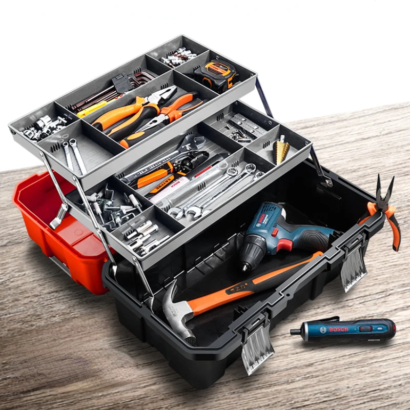 Folding Storage Tool Box Safety Household Portable Large Multifunction Car Gun Case Hard Caixa De Ferramentas Tool Packaging