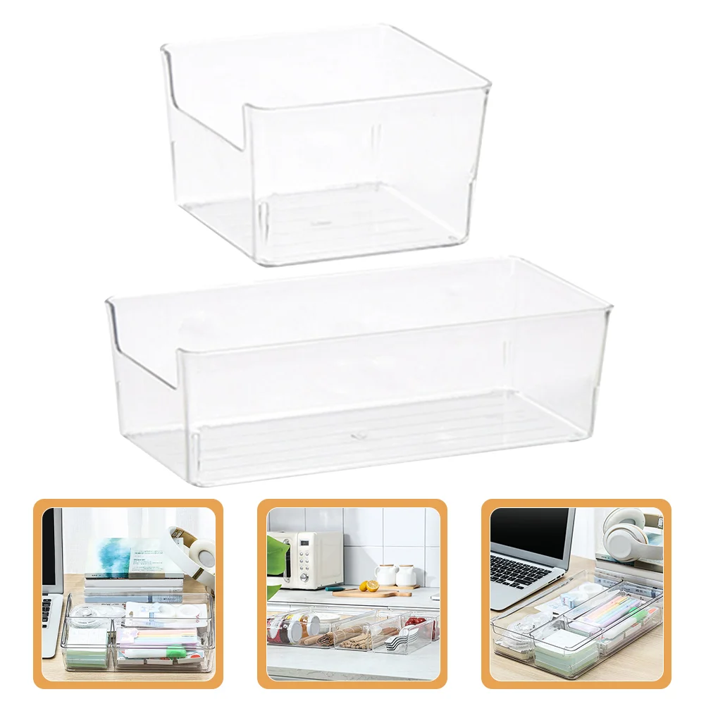 

2 Pcs Sundry Drawer Boxes Separator Tray Desktop Organizing Closet Organizer Dresser Storage Bins Clear Cases Kitchen