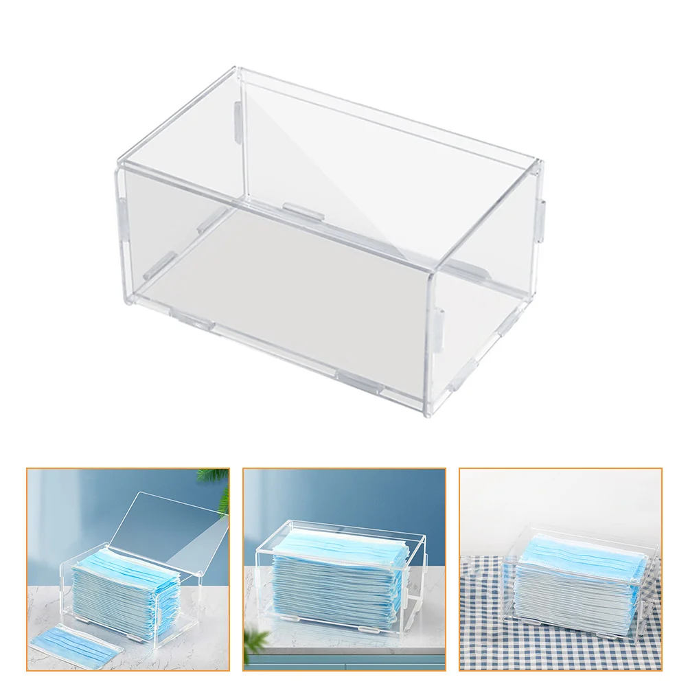 

Box Storage Organizerface Cover Holder Container Acrylic Masksdesktop Dispenser Case Tissue Napkin Capacity Large