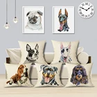 Женский чехол для подушки, декоративный чехол для подушки с рисунком мопса, бульдога, Льняные декоративные подушки для дома, дивана, автомобиля, чехол для подушки с принтом