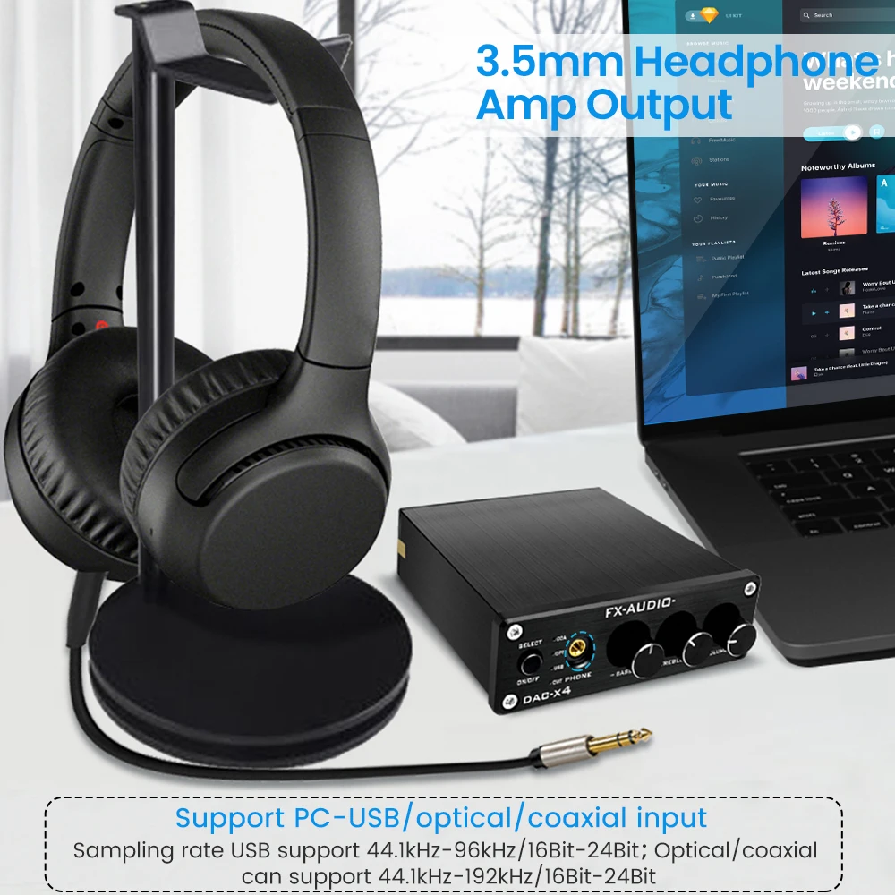 FX-AUDIO DAC-X4 Усилитель для наушников 24BIT 192KHz HIFI MAX97220 USB Цифровой оптический коаксиальный PC-USB DAC Декодер Аудио.
