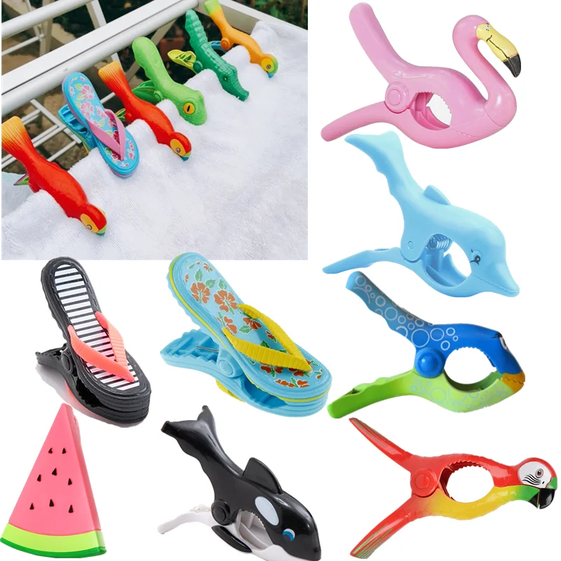 S Clips For Sunbeds Sun Lounger Animal Decorative Clothes Pegs Pins Large Drying Racks Retaining Clip