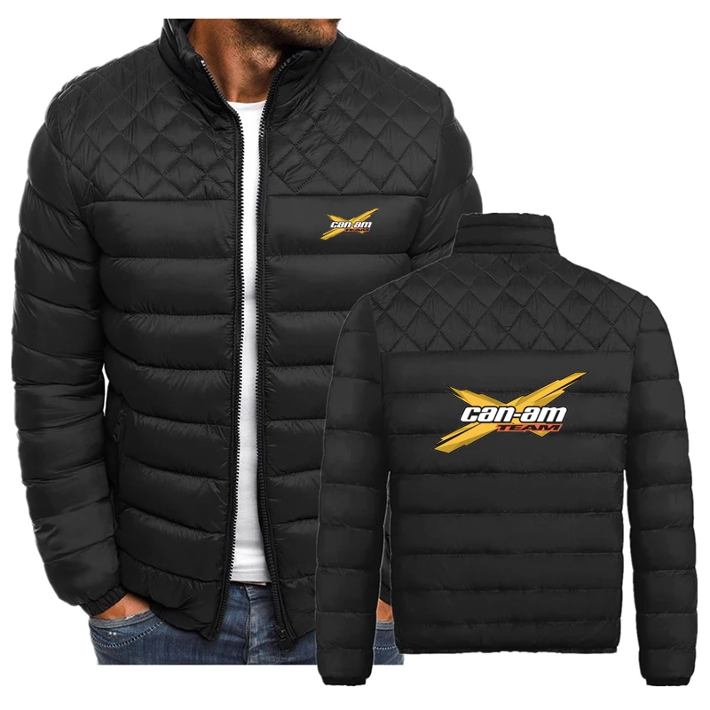 

Autumn and winter CAN-AM men's cotton padded jacket simple and fashionable Ling grid cotton padded jacket men's fashion jacket