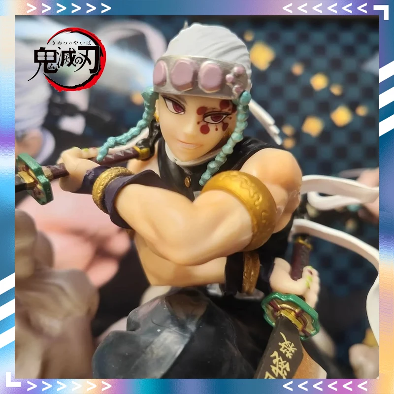 

Игрушка-убийца демонов Gk Yinzhu Uzui Tengen, кукла с двумя лезвиями в форме коленей, упакованная в коробку, набор для гаража, модель для мальчиков, подарки