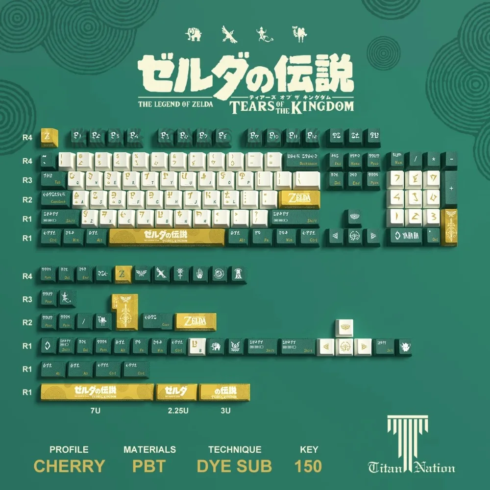Клавиши TitanNation Zelda Tears of the Kingdom 150 шт PBT