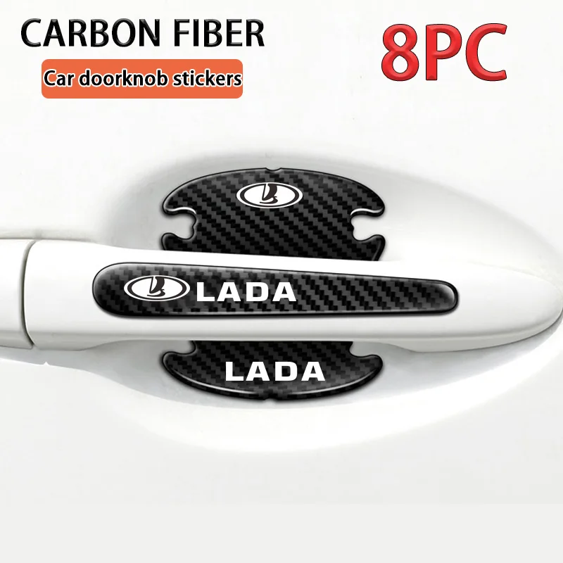 

8 шт., Защитная Наклейка на ручку двери автомобиля из углеродного волокна для Lada Niva Vesta Granta Priora Fl Xray 2107 Largus Niva 4X4, автомобильные аксессуары