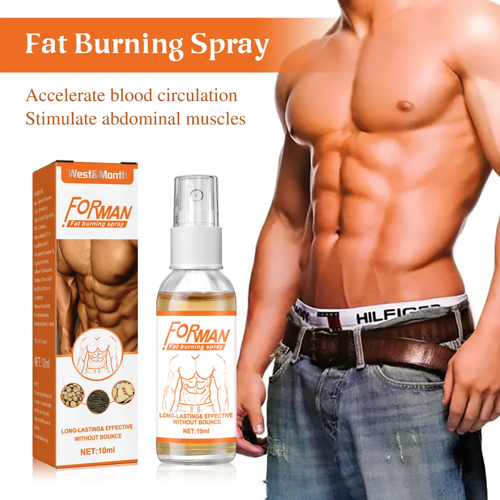 Men's Abdominal Muscle Spray Local Perspiration Oil Collection Waistcoat Line Fitness Shaping Massage Liquid Build Muscles
