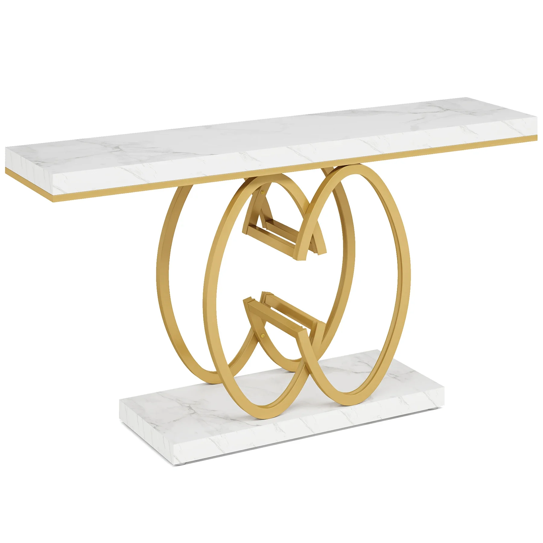 55-дюймовый консольный стол для прихожей из искусственного мрамора золотистого