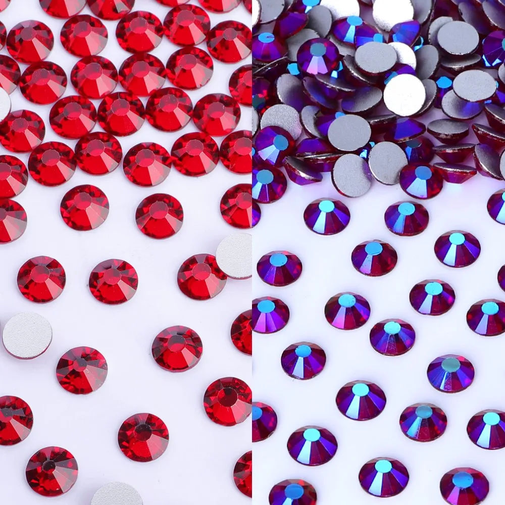 

SS3-SS50 Dark Siam Non HotFix Rhinestones Sliver FlatBack Glitter Crystal AB Strass Nail Stone for Nail Art Deco DIY Accessory