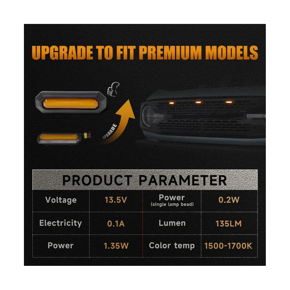 Фонари для решетки радиатора Ford Bronco 2021 2022 2023 комплект желтых ламп аксессуары