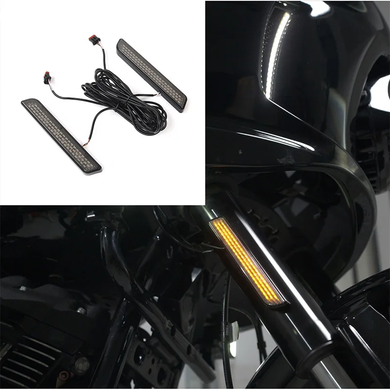 Мотоциклетный светодиодный черный передний фонарь вилки указатель поворота для