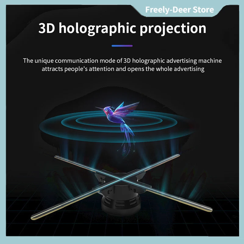 New 52cm 3D WIFI Hologram Advertising Machine Wifi Control Naked-eye Projection Fan Wall-mounted Stereo Imaging Indoor Outdoor
