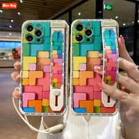 new colorful blocks wrist band bracket silicone case for huawei play 3 4 4t pro 5t pro honor 9x 10x lite y7 pro 2019 strap cover