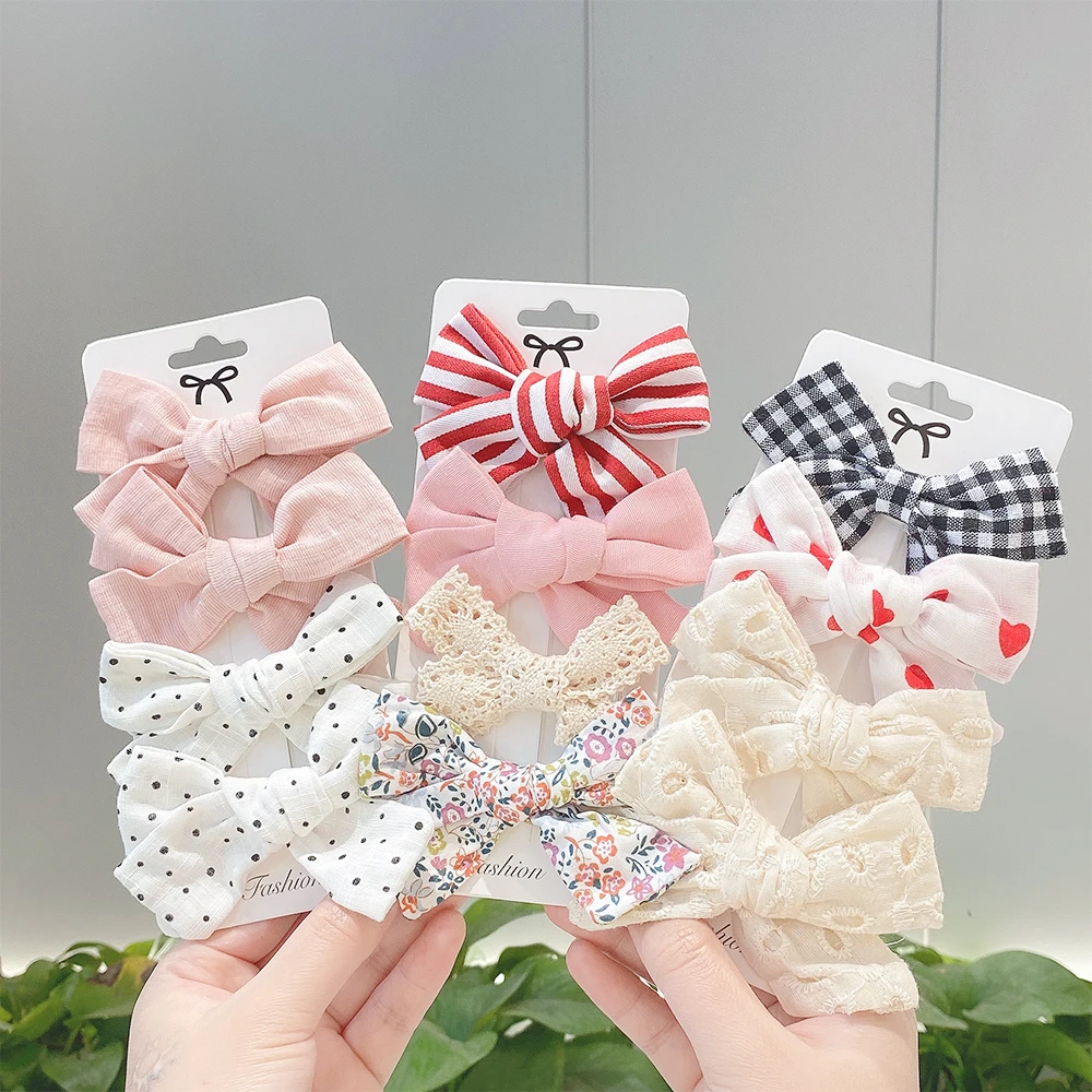 

4Pcs/Set Cotton Linen Leopard Printing Bowknot Hair Clip For Kids Girls Barrettes Cute Safety Hairpins Headwear Hair Accessories